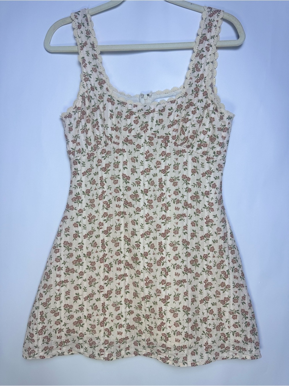 Princess Polly Floral Cotton Lace Trim Mini Dress Size 8